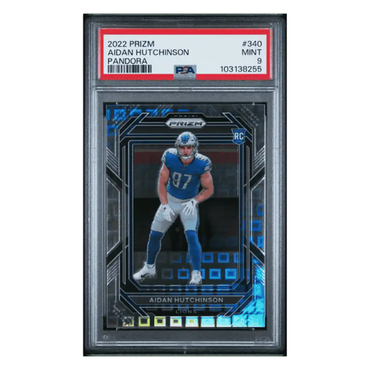 Aiden Hutchinson PSA 9 2022 Panini Prizm Pandora Rookie RC #d/ 400 Card #340