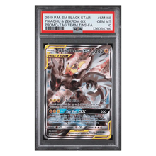 Pikachu & Zekrom GX PSA 10 2019 Pokemon Sun & Moon Black Star Promo Tag Team Tins Full Art Card #SM168