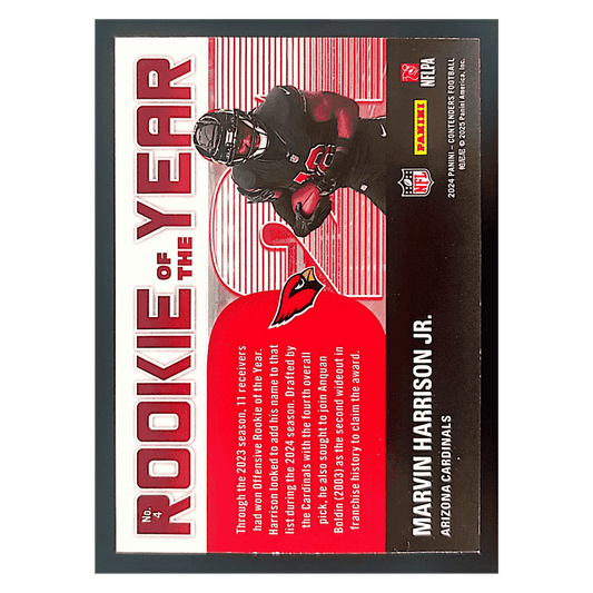 Marvin Harrison Jr 2024 Panini Contenders Rookie of the Year #1/ 1 Card #4