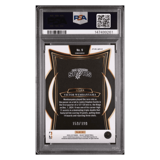 Victor Wembanyama PSA 10 2024 Panini Select Red Prizm #d/ 199 Card #9