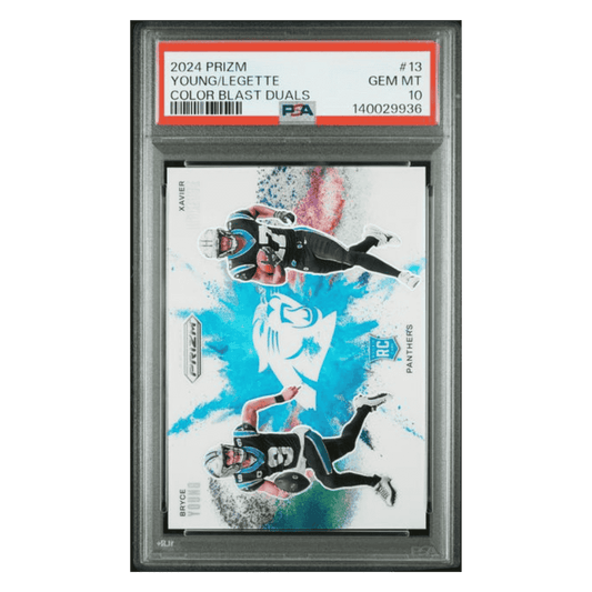 Bryce Young & Xavier Legette PSA 10 2024 Panini Prizm Color Blast Duals Rookie RC Case Hit Card #13