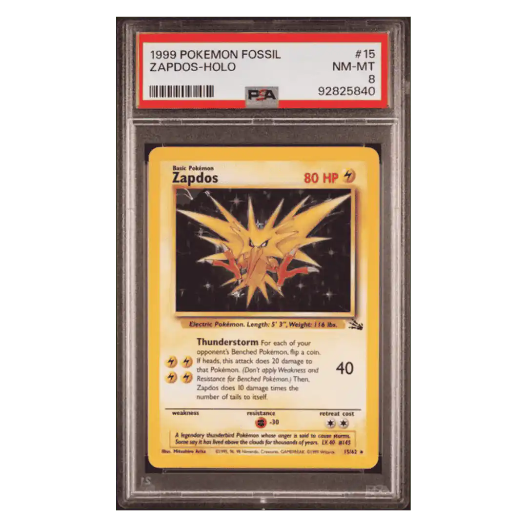 Zapdos Holo PSA 8 1999 Pokemon Fossil Card #15