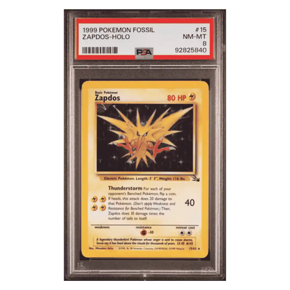 Zapdos Holo PSA 8 1999 Pokemon Fossil Card #15