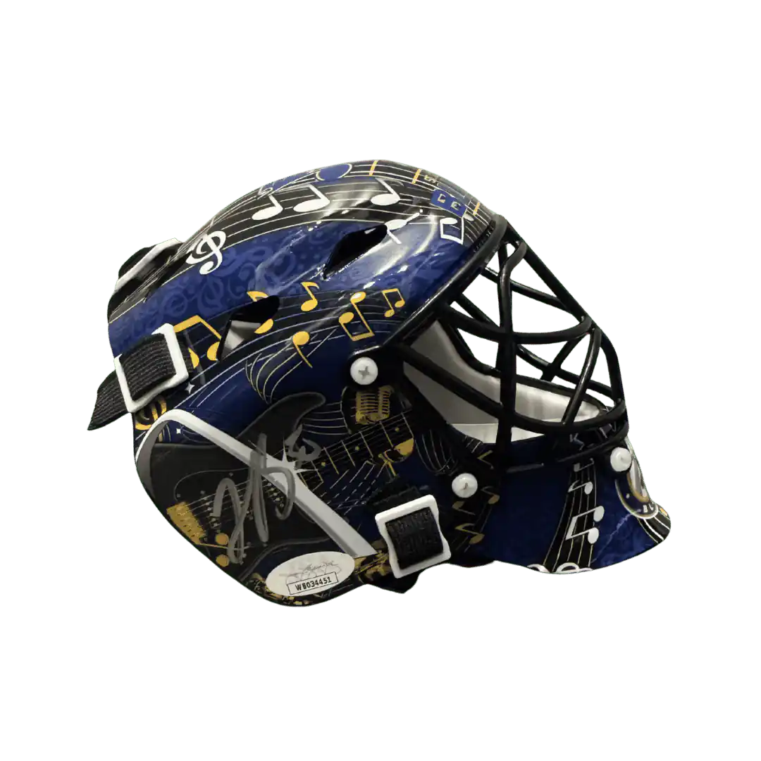 Jordan Binnington St Louis Blues Autographed Mini Replica Goalie Mask - JSA COA