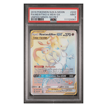 Full Art Mewtwo & Mew GX PSA 9 2019 Pokemon Sun & Moon Unified Minds Secret Card #242