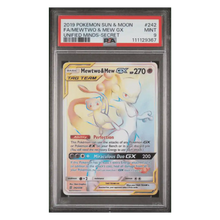 Full Art Mewtwo & Mew GX PSA 9 2019 Pokemon Sun & Moon Unified Minds Secret Card #242