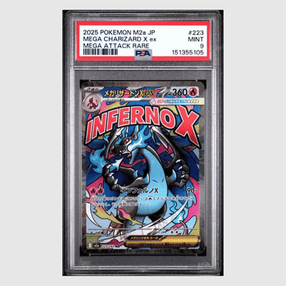 Mega Charizard X ex PSA 9 2025 Pokemon M2a Japanese Mega Attack Rare Card #223