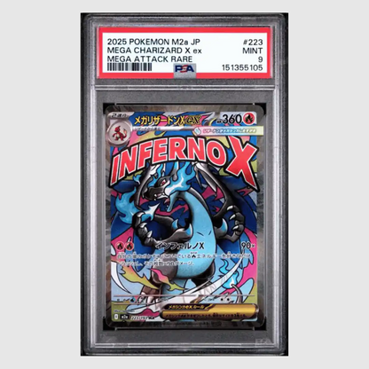 Mega Charizard X ex PSA 9 2025 Pokemon M2a Japanese Mega Attack Rare Card #223