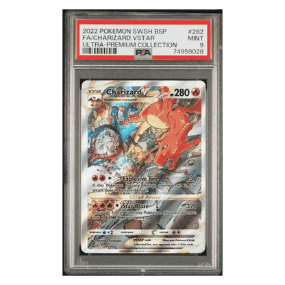 Full Art Charizard VSTAR PSA 9 2022 Pokemon Sword & Shield Black Star Promo Ultra Premium Collection Card #262