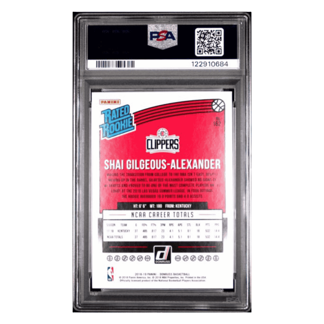 Shai Gilgeous-Alexander PSA 10 2018 Panini Donruss Rated Rookie Card #162