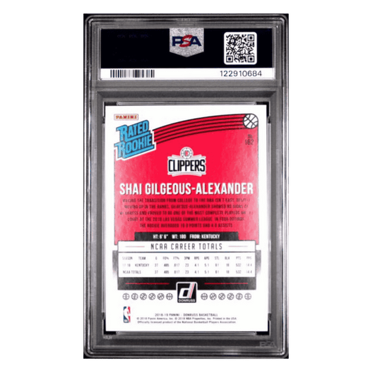 Shai Gilgeous-Alexander PSA 10 2018 Panini Donruss Rated Rookie Card #162
