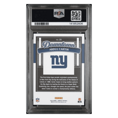 Abdul Carter PSA 10 2025 Donruss Downtown! Rookie RC Card #20