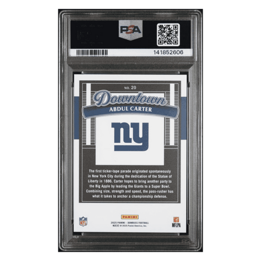 Abdul Carter PSA 10 2025 Donruss Downtown! Rookie RC Card #20