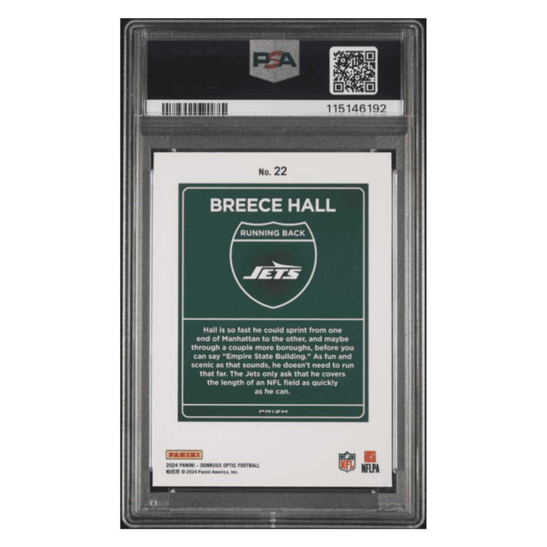 Breece Hall PSA 10 2024 Donruss Optic Downtown! Card #22