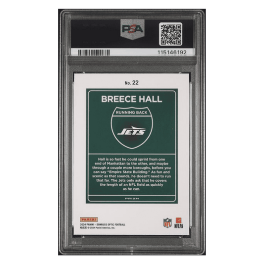 Breece Hall PSA 10 2024 Donruss Optic Downtown! Card #22
