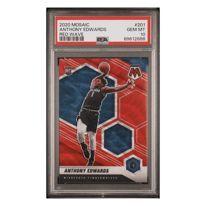 Anthony Edwards PSA 10 2020 Panini Mosaic Red Wave Rookie RC Card #201