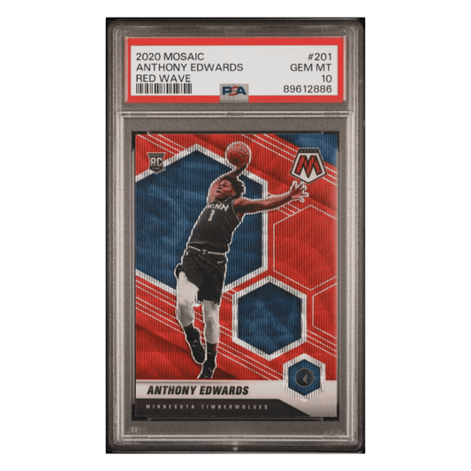Anthony Edwards PSA 10 2020 Panini Mosaic Red Wave Rookie RC Card #201