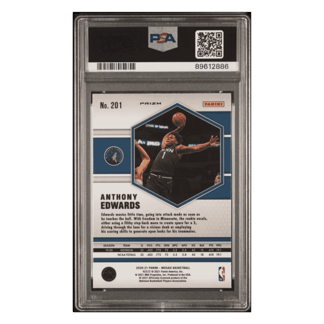 Anthony Edwards PSA 10 2020 Panini Mosaic Red Wave Rookie RC Card #201