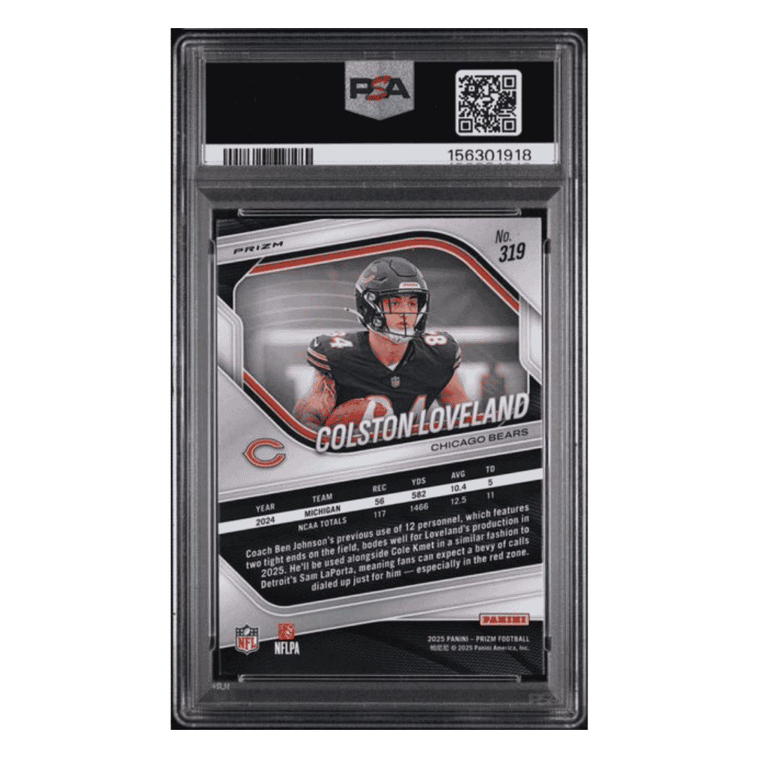 Coleston Loveland PSA 9 2025 Panini Prizm Red Prizm Rookie RC SSP Card #319