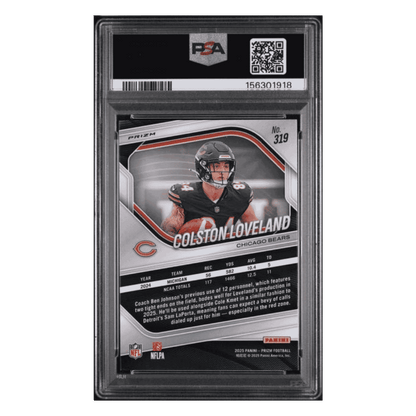 Coleston Loveland PSA 9 2025 Panini Prizm Red Prizm Rookie RC SSP Card #319