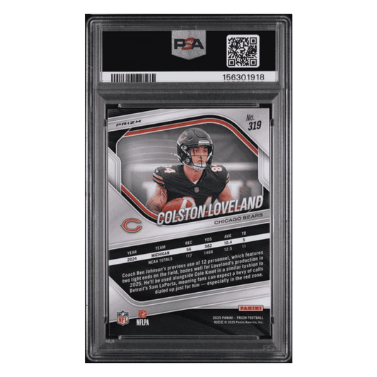 Coleston Loveland PSA 9 2025 Panini Prizm Red Prizm Rookie RC SSP Card #319