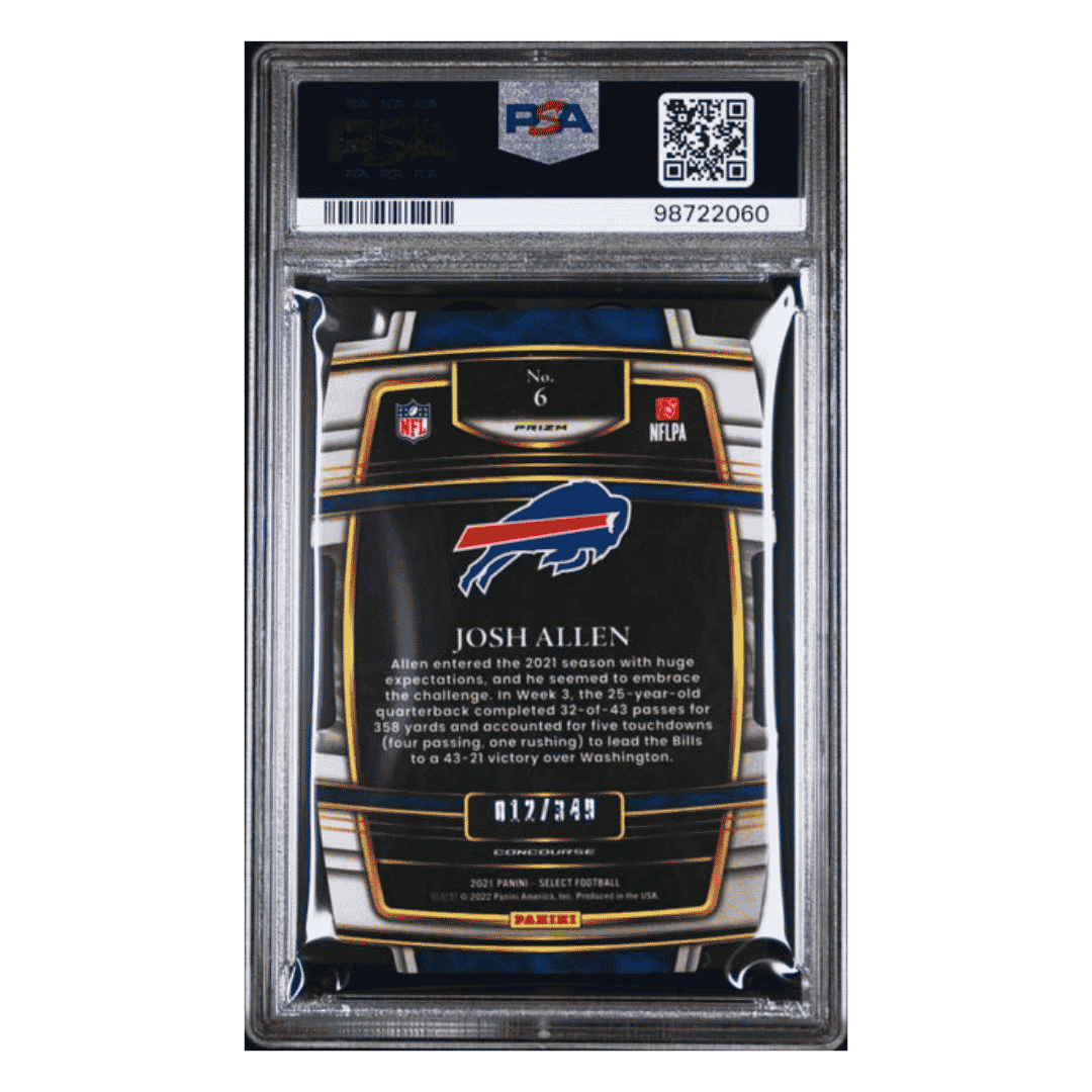 Josh Allen PSA 9 2021 Panini Select Die Cut Neon Green Prizm Card #6