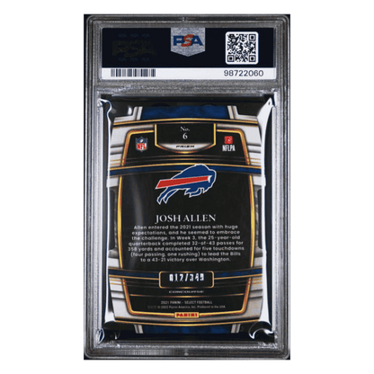 Josh Allen PSA 9 2021 Panini Select Die Cut Neon Green Prizm Card #6