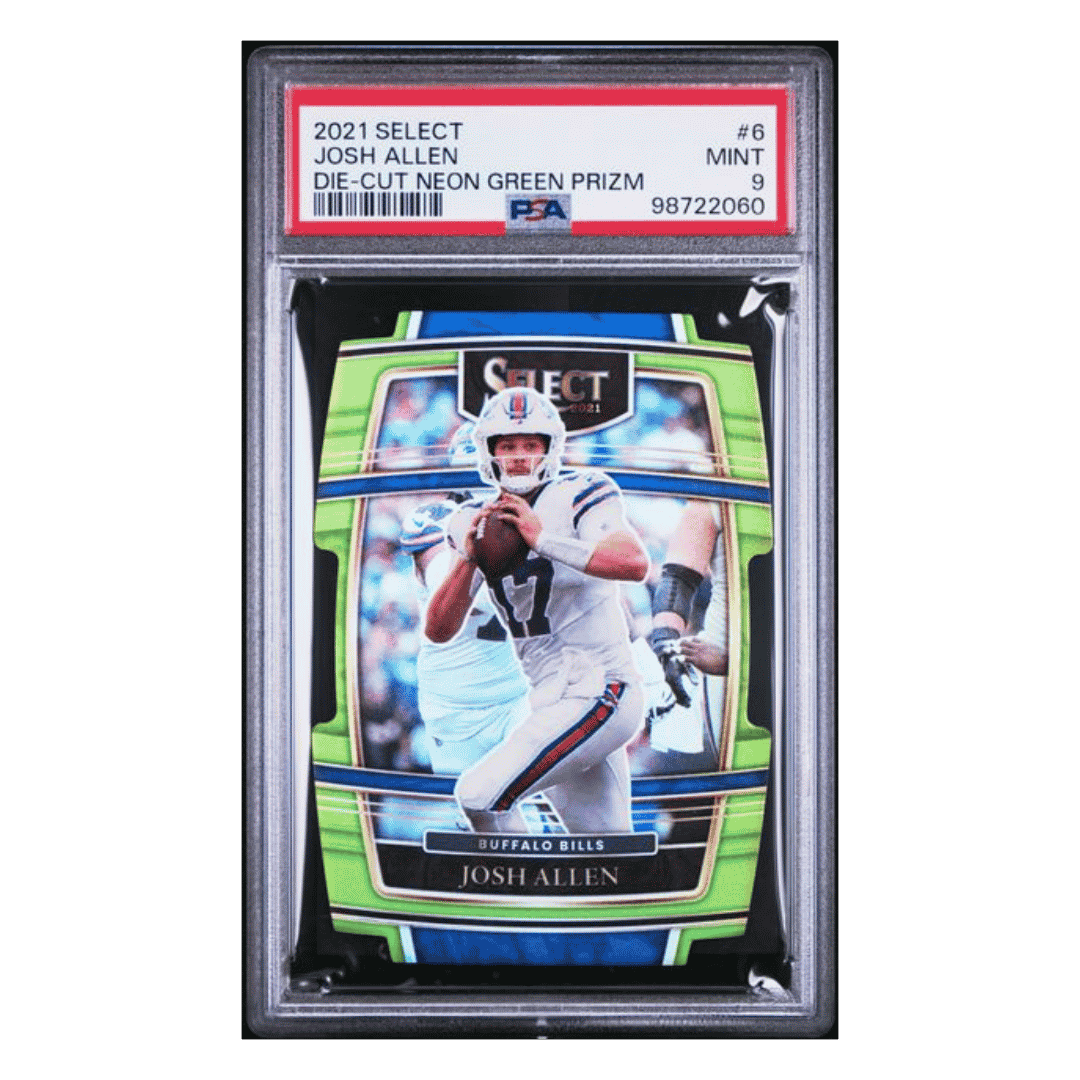 Josh Allen PSA 9 2021 Panini Select Die Cut Neon Green Prizm Card #6