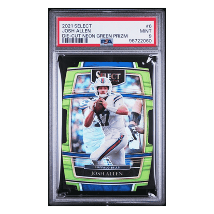 Josh Allen PSA 9 2021 Panini Select Die Cut Neon Green Prizm Card #6