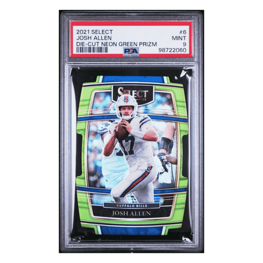 Josh Allen PSA 9 2021 Panini Select Die Cut Neon Green Prizm Card #6