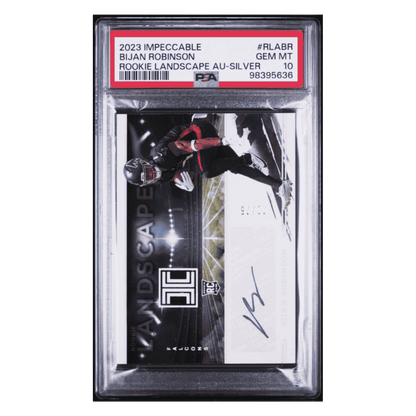 Bijan Robinson PSA 10 2023 Panini Impeccable Rookie Landscape Autograph Silver #d/ 75 POP 1 Card #RLABR