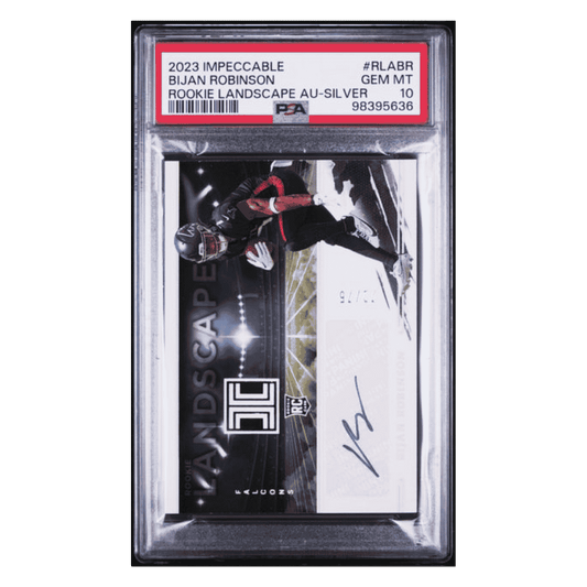 Bijan Robinson PSA 10 2023 Panini Impeccable Rookie Landscape Autograph Silver #d/ 75 POP 1 Card #RLABR