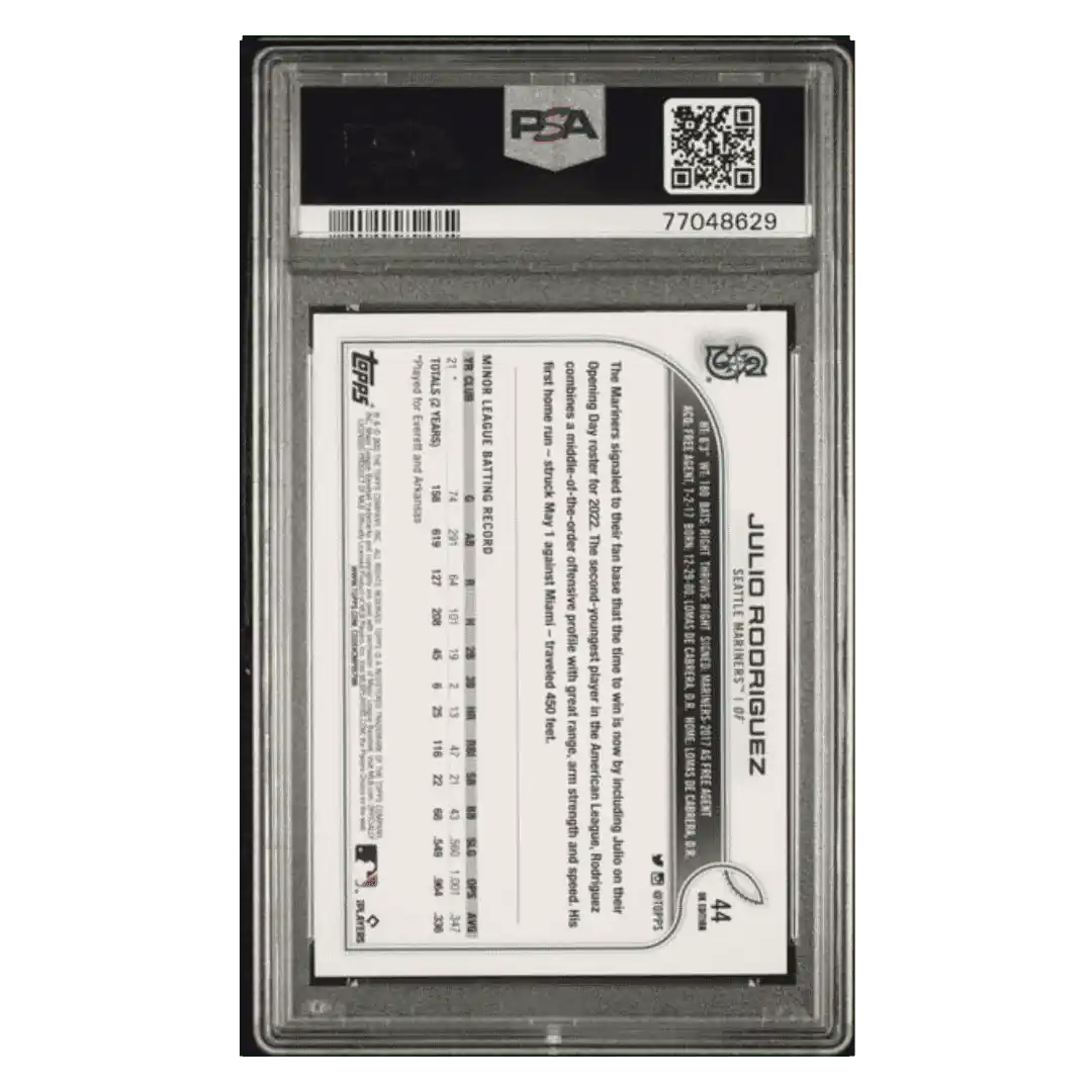 Julio Rodriguez PSA 10 2022 Topps UK Edition Rookie RC Card #44