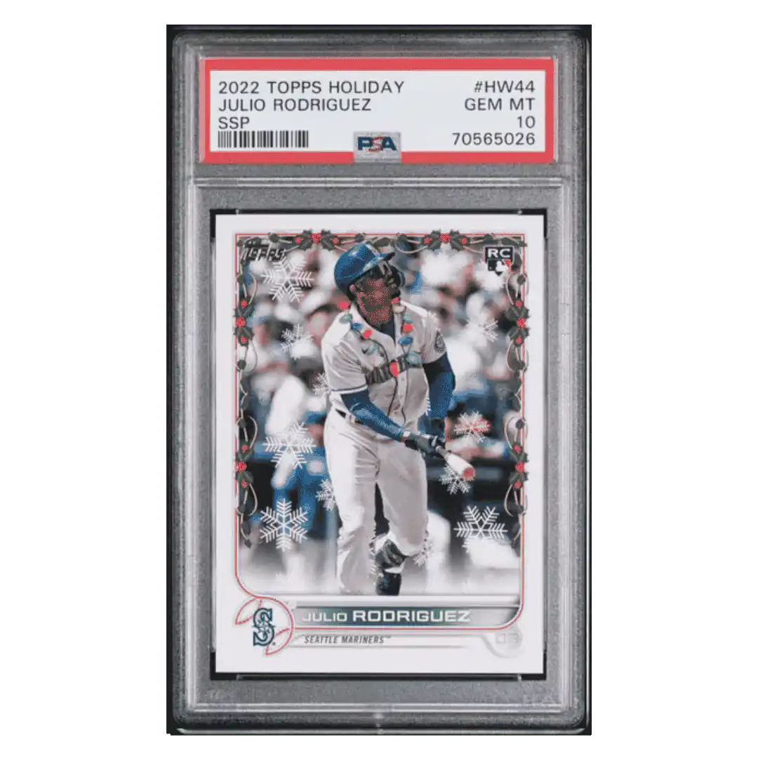 Julio Rodriguez PSA 10 2022 Topps Holiday Rookie RC SSP Card #HW44