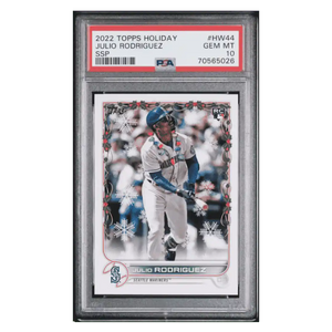 Julio Rodriguez PSA 10 2022 Topps Holiday Rookie RC SSP Card #HW44