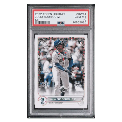 Julio Rodriguez PSA 10 2022 Topps Holiday Rookie RC SSP Card #HW44