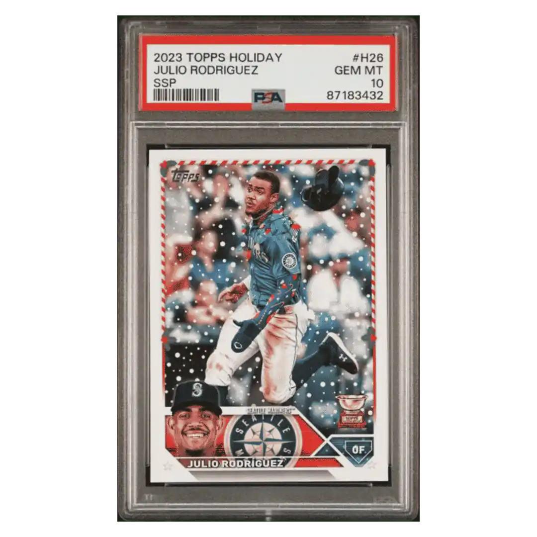 Julio Rodriguez PSA 10 2023 Topps Holiday Rookie RC SSP Card #H26