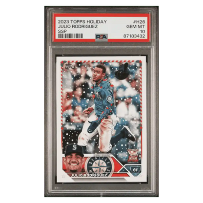 Julio Rodriguez PSA 10 2023 Topps Holiday Rookie RC SSP Card #H26