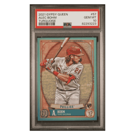 Alec Bohm PSA 10 2021 Topps Gypsy Queen Turquoise Rookie RC #d/ 199 Card #57