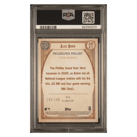 Alec Bohm PSA 10 2021 Topps Gypsy Queen Turquoise Rookie RC #d/ 199 Card #57