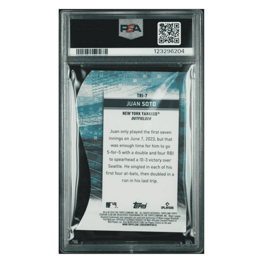 Juan Soto PSA 10 2024 Topps Stadium Club Triumvirates Card #TRI7