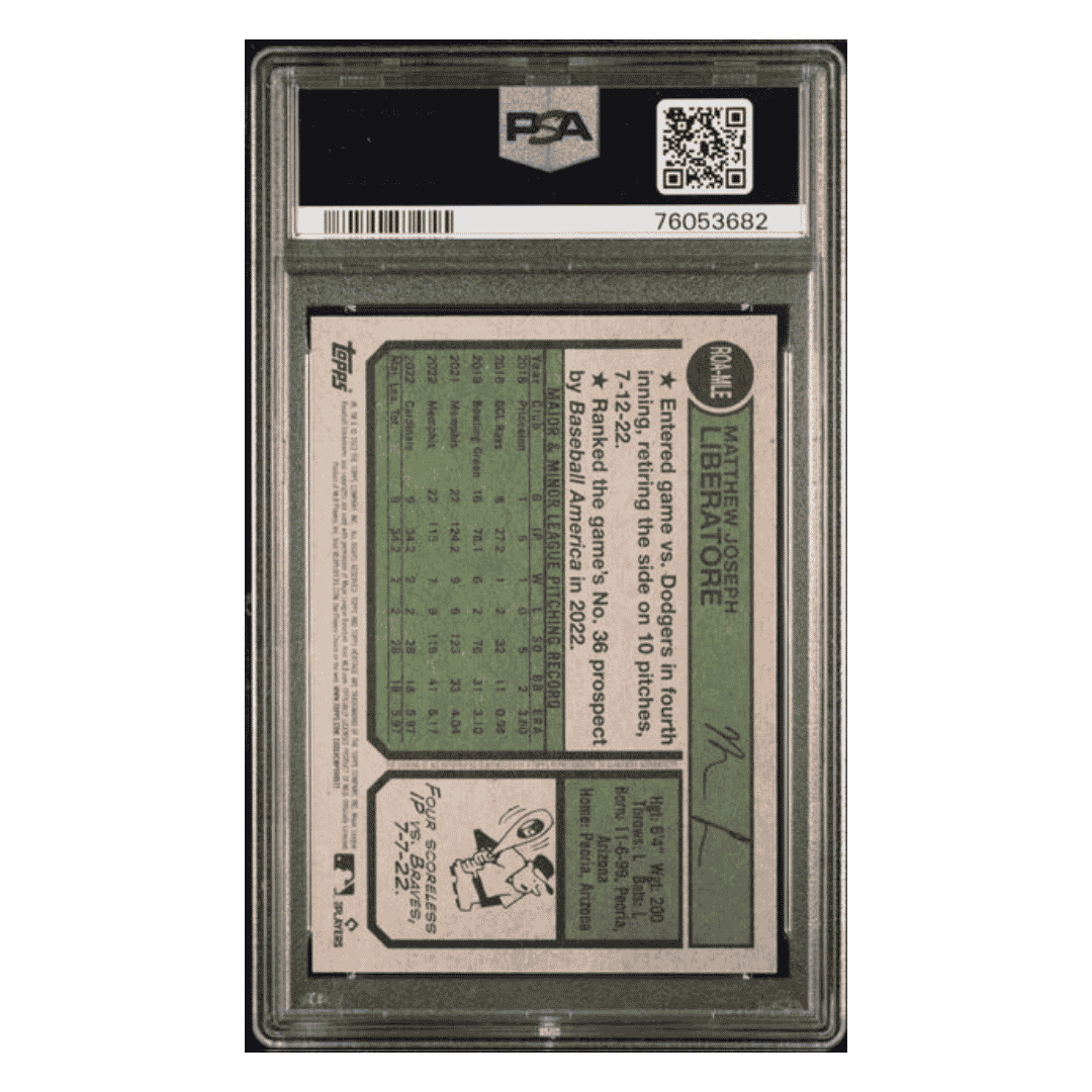 Matthew Liberatore PSA 10 2023 Topps Heritage Real One Autographs Rookie RC Card #ROAMLE
