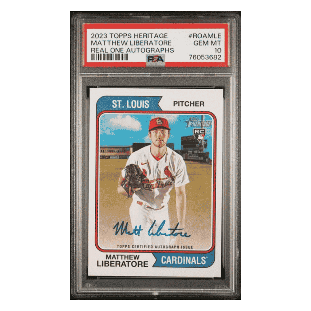 Matthew Liberatore PSA 10 2023 Topps Heritage Real One Autographs Rookie RC Card #ROAMLE