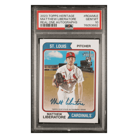 Matthew Liberatore PSA 10 2023 Topps Heritage Real One Autographs Rookie RC Card #ROAMLE