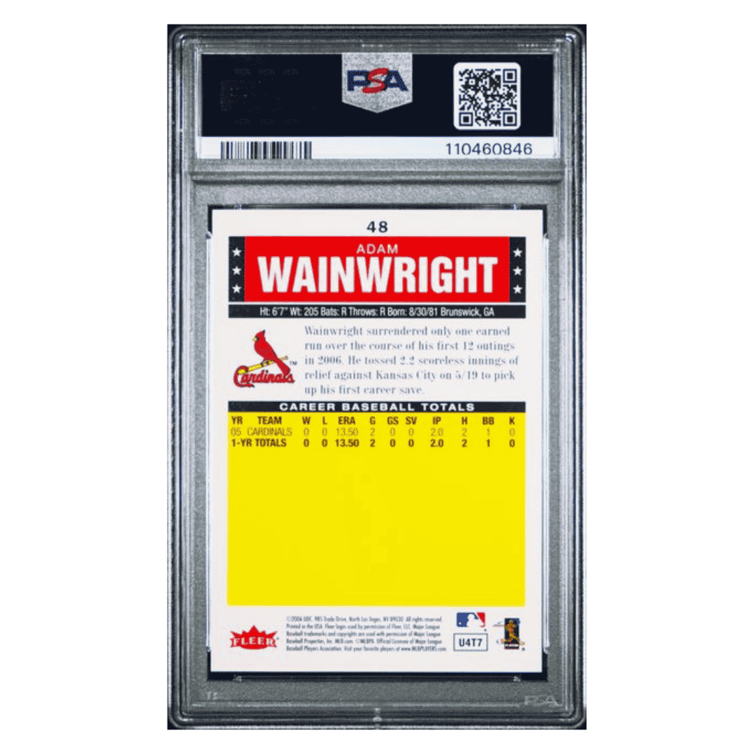 Adam Wainwright PSA 10 2006 Fleer Traditions Rookie RC Card #48