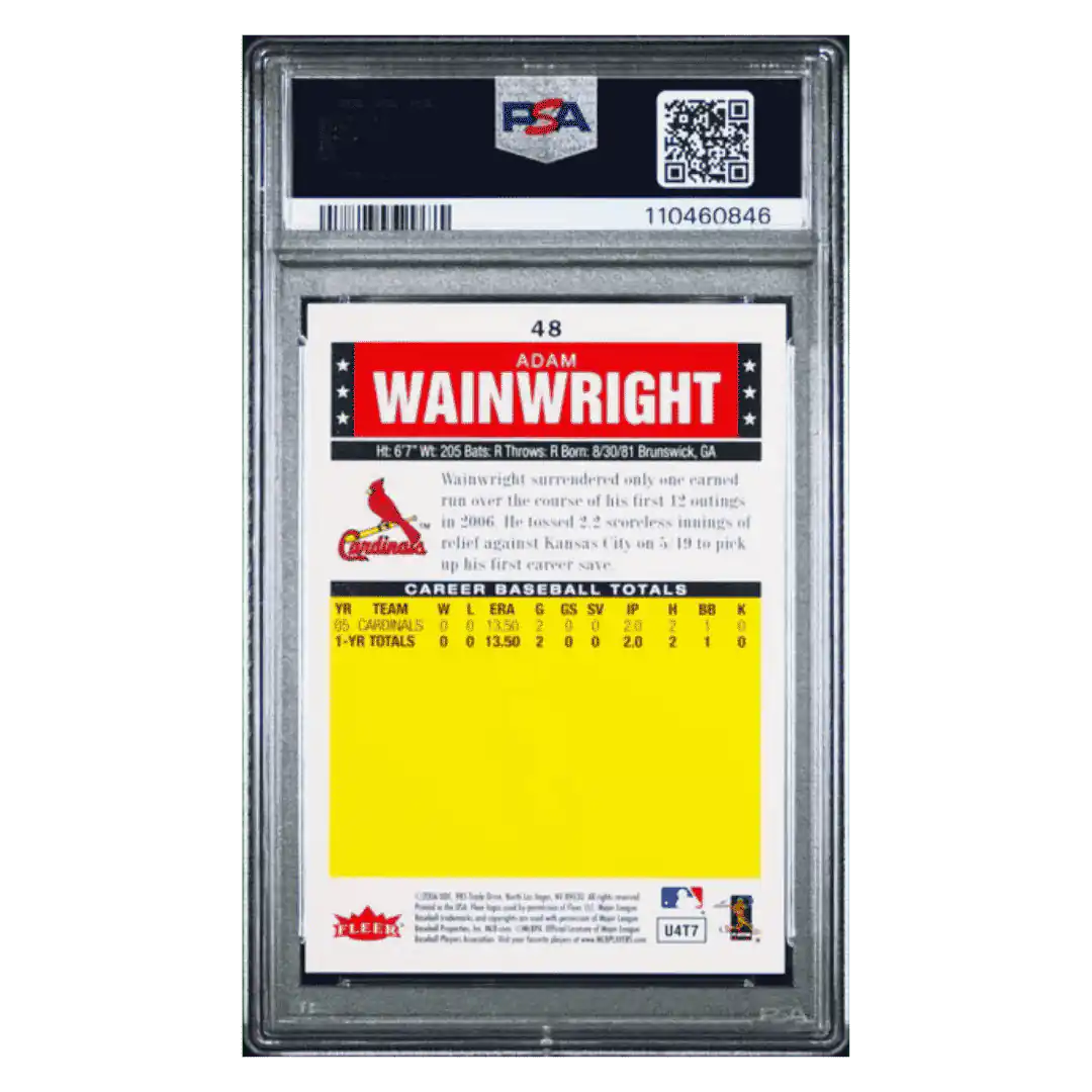 Adam Wainwright PSA 10 2006 Fleer Traditions Rookie RC Card #48