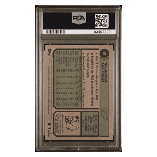 Nolan Gorman PSA 10 2023 Topps Heritage Image Variation Rookie RC Card #19