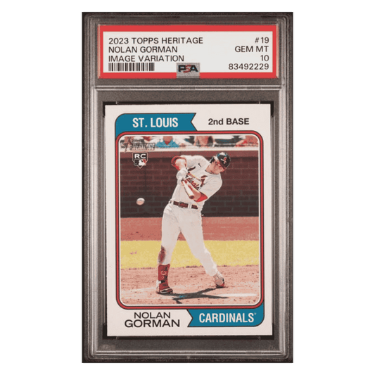 Nolan Gorman PSA 10 2023 Topps Heritage Image Variation Rookie RC Card #19