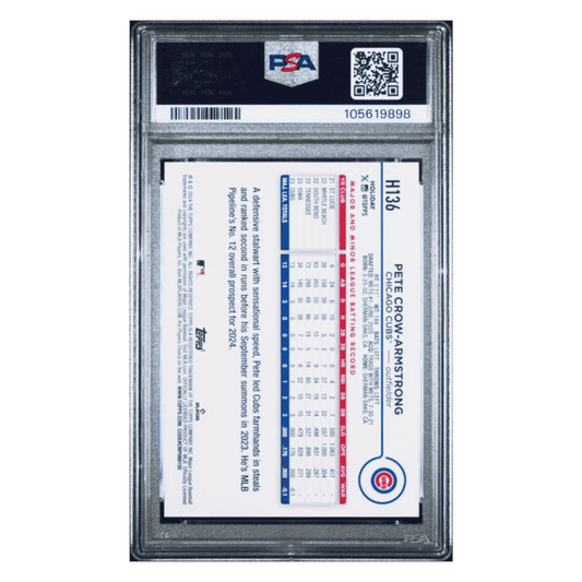 Pete Crow-Armstrong PSA 10 2024 Topps Holiday Variation Rookie RC Card #H136