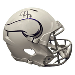 
Justin Jefferson Minnesota Vikings Autographed Full Size Matte White Replica Helmet - Beckett COA — Front
